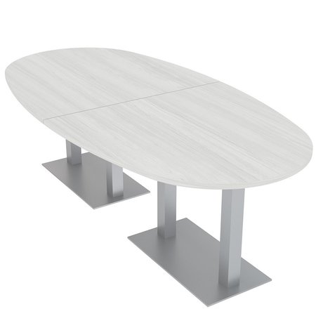 SKUTCHI DESIGNS 8-Foot Conference Table With Metal Bases, Boat Oval Shape, 8 Person, White Cypress HAR-BOVL-46X92-DOU-WHCYPRESS